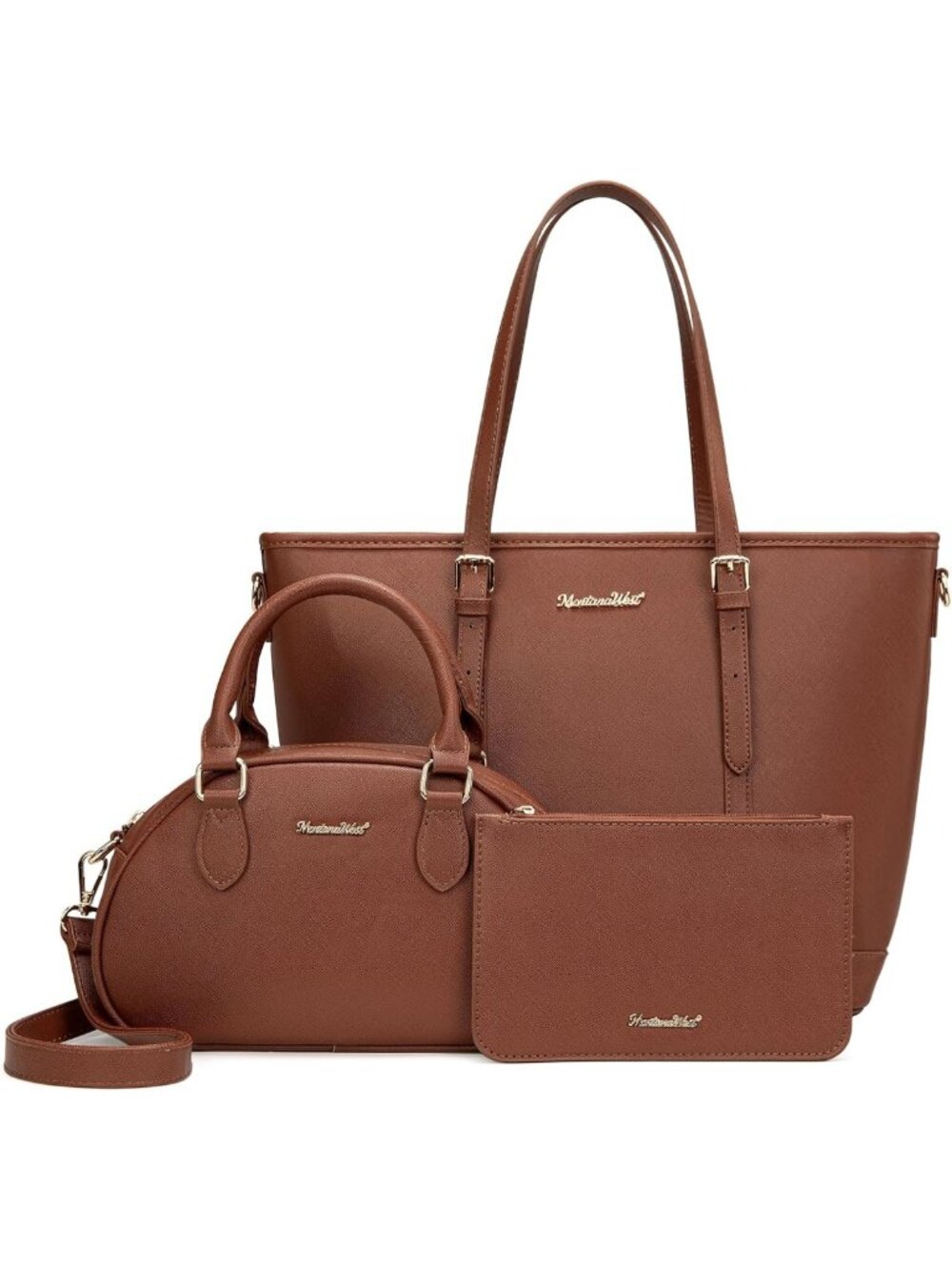 Stylish 3-Piece Women's Tote Set - Large Work Bag, Crossbody & Wallet Combo